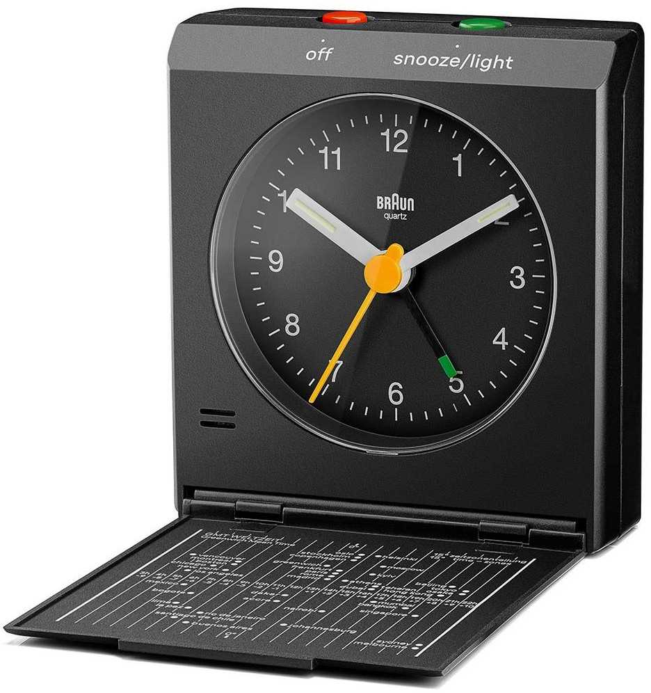 Braun BC 05 B Quartz Foldable Alarm Clock Juodas