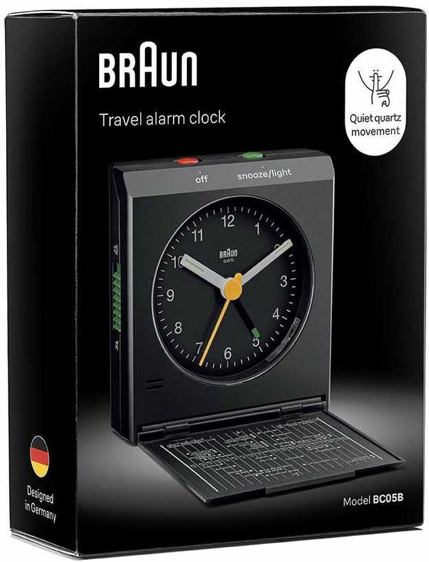 Braun BC 05 B Quartz Foldable Alarm Clock Juodas