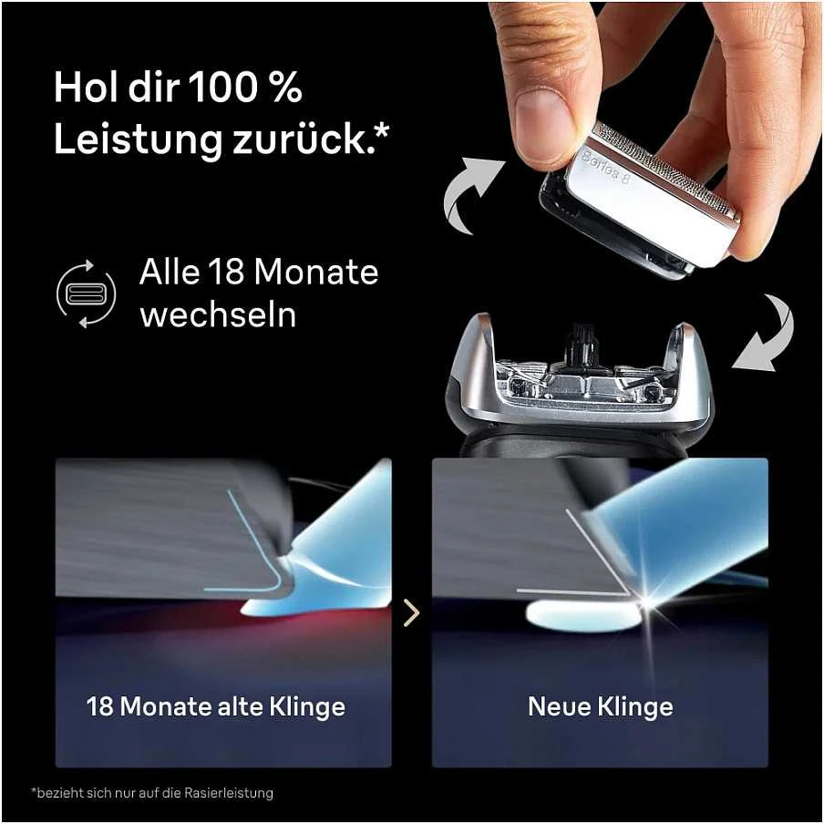 „Braun“ – 8 serijos elektrinis skustuvas – originali keičiama galvutė, 83 m – sidabrinis