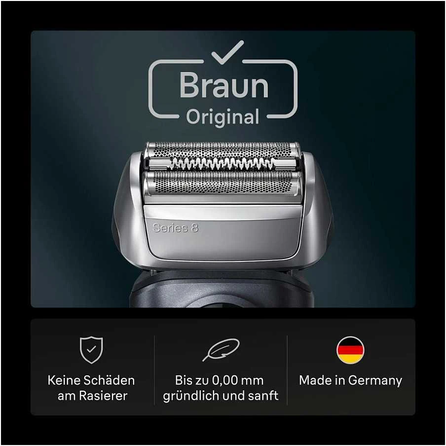„Braun“ – 8 serijos elektrinis skustuvas – originali keičiama galvutė, 83 m – sidabrinis