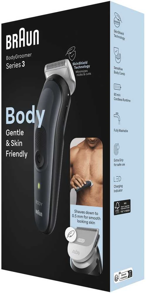 Braun Body Groomer | BG3340 | Cordless | Juodas/Pilkas