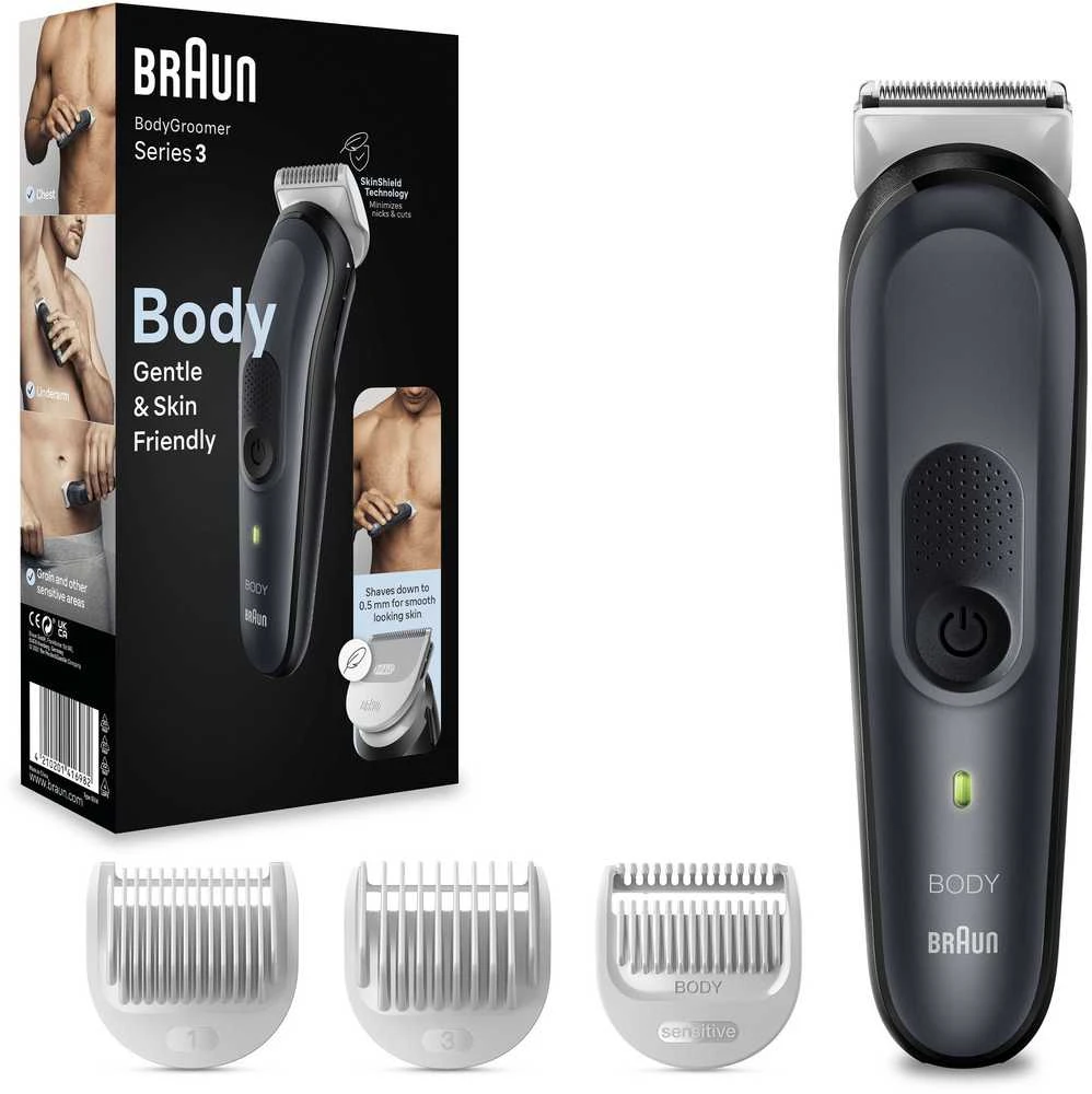 Braun Body Groomer | BG3340 | Cordless | Juodas/Pilkas