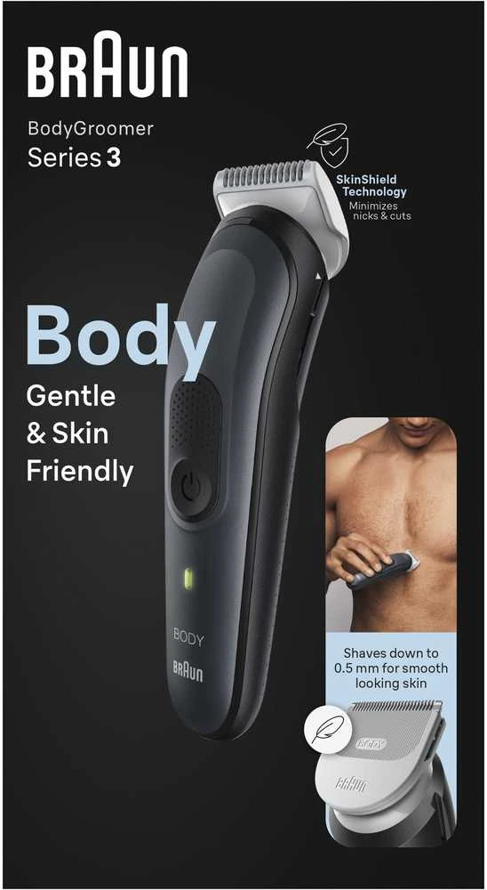 Braun Body Groomer | BG3340 | Cordless | Juodas/Pilkas