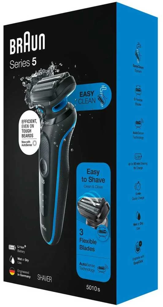 Braun | Shaver | 51-B1000s | Operating time (max) 50 min | Wet & Dry | Juodas/Mėlyna