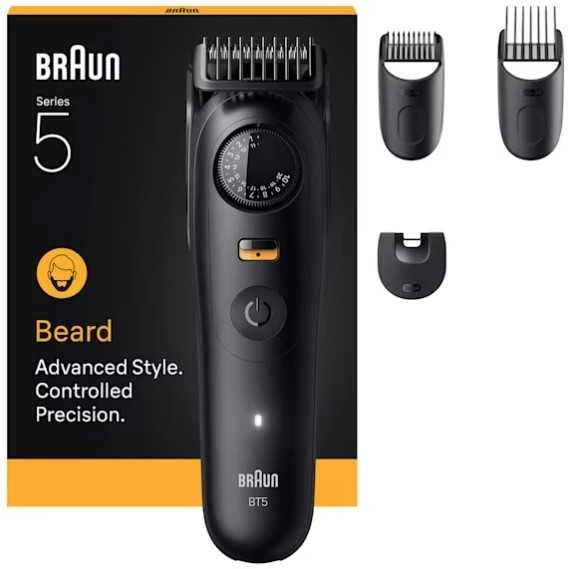 Barzdaskutė Braun BeardTrimmer 9 BT5520 barzdos kirpimo mašinėlė Baterija 40 2 cm „Wet & Dry“ Juoda