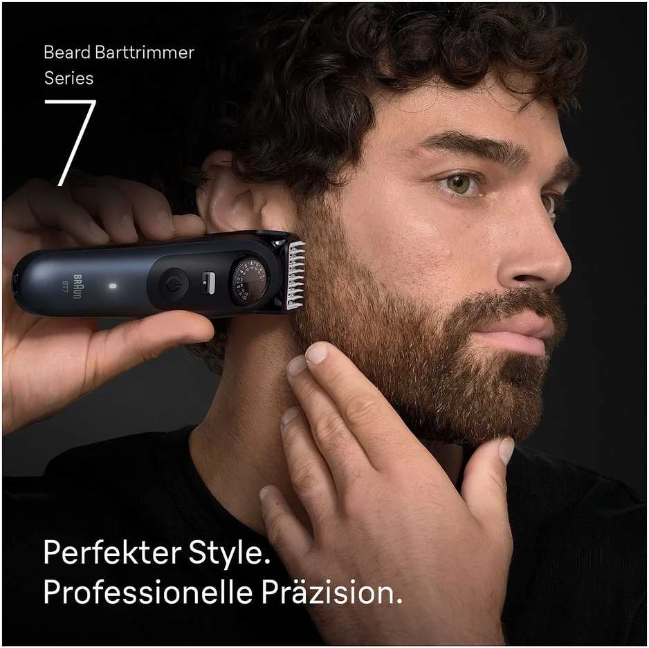 Braun BeardTrimmer 7 BT7520 Baterija 40 2 cm „Wet & Dry“ Juoda, Mėlyna