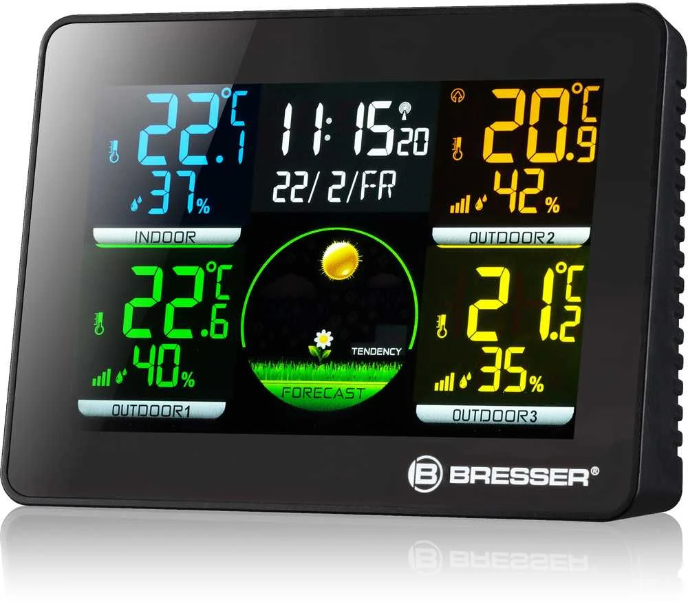 BRESSER Quadro NLX - Termometras / Higrometras su 3 lauko jutikliais