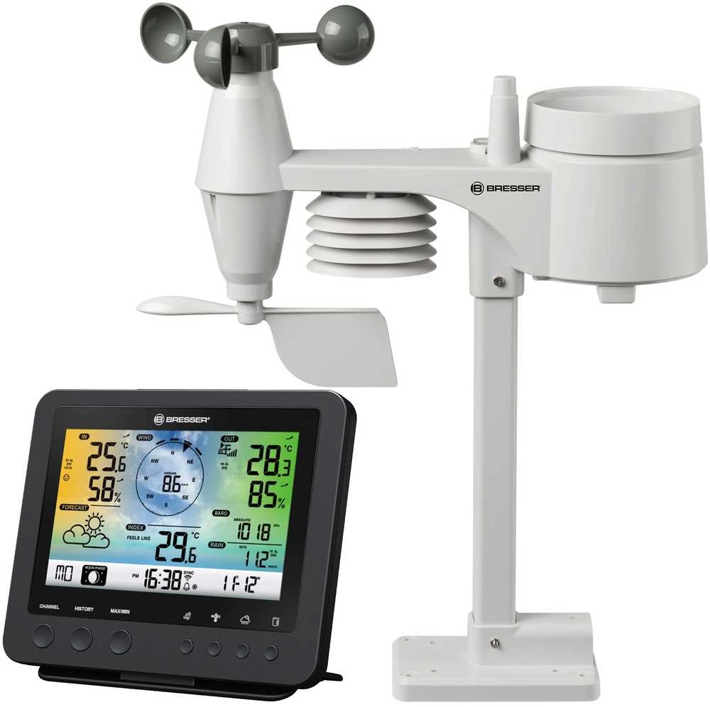 BRESSER WIFI spalvotas orų centras su 5in1 profi jutikliu
