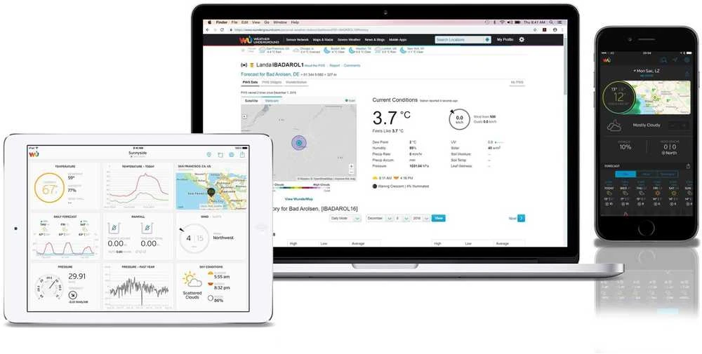 BRESSER WIFI spalvotas orų centras su 5in1 profi jutikliu