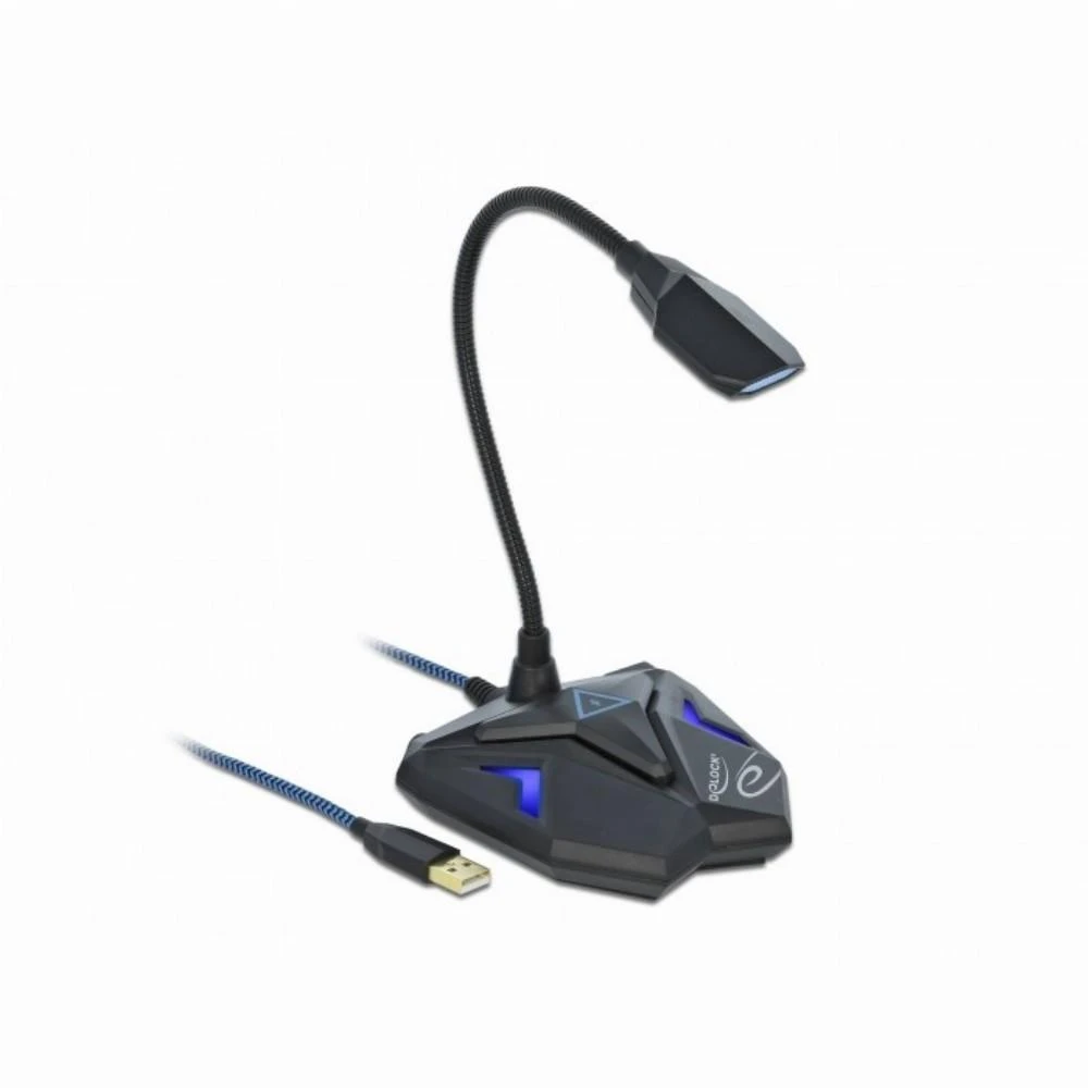 Delock Desktop USB Gaming Mikrofonas mit Schwanenhals und Mute Button