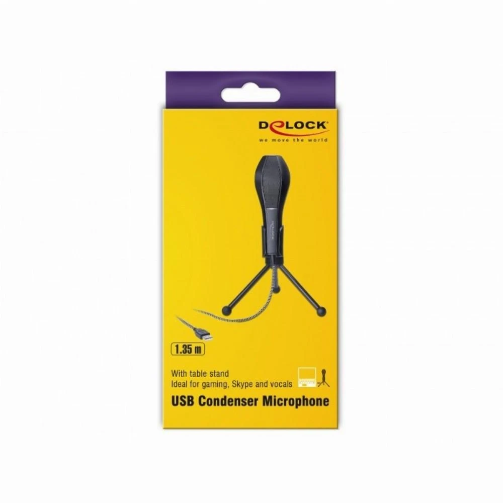 Delock USB Kondensator Mikrofonas mit Tischstnder - ideal fr Gaming, Skypen und Gesang