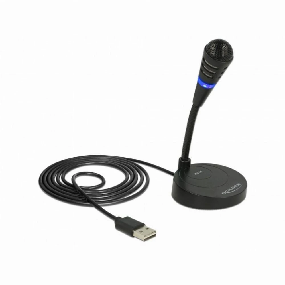 Delock USB Mikrofonas mit Standfu und Touch-Mute Taste