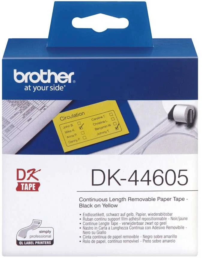 Brother DK-44605 ištisinė nuimama Geltona popierinė juosta (62mm) Geltona