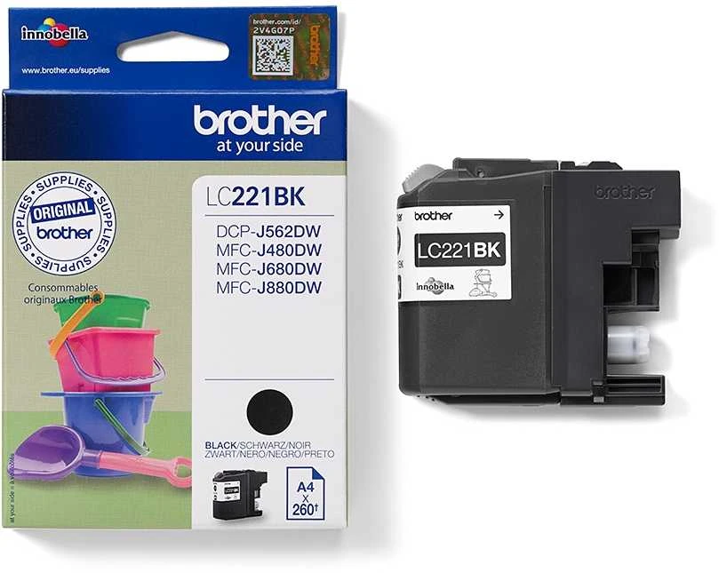 Brother LC-221BK rašalo kasetė Originalus Juoda 1 vnt