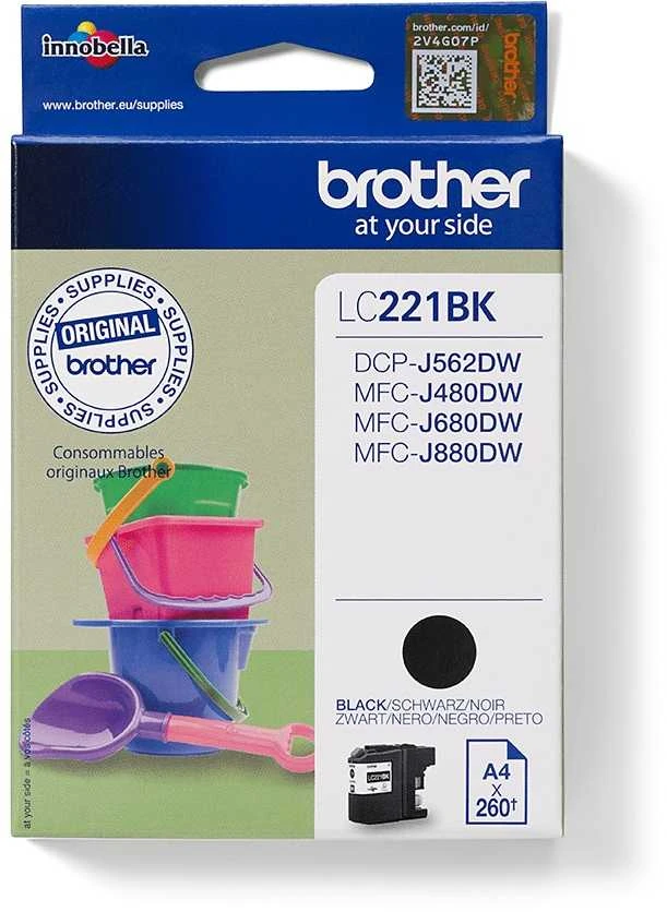 Brother LC-221BK rašalo kasetė Originalus Juoda 1 vnt