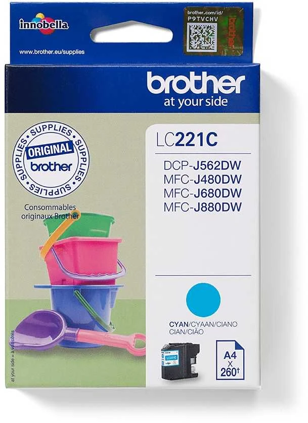 Brother LC-221C rašalo kasetė Originalus Žydras 1 vnt