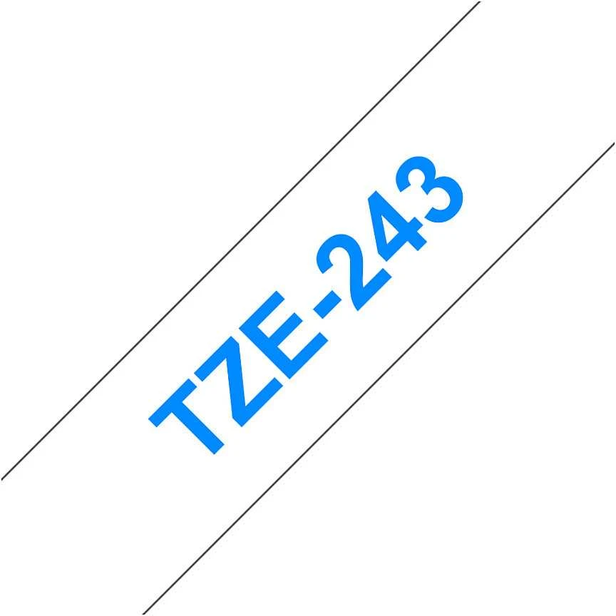 Brother TZE-243 Laminated Tape Mėlyna on Baltas, TZe, 8 m, 1.8 cm
