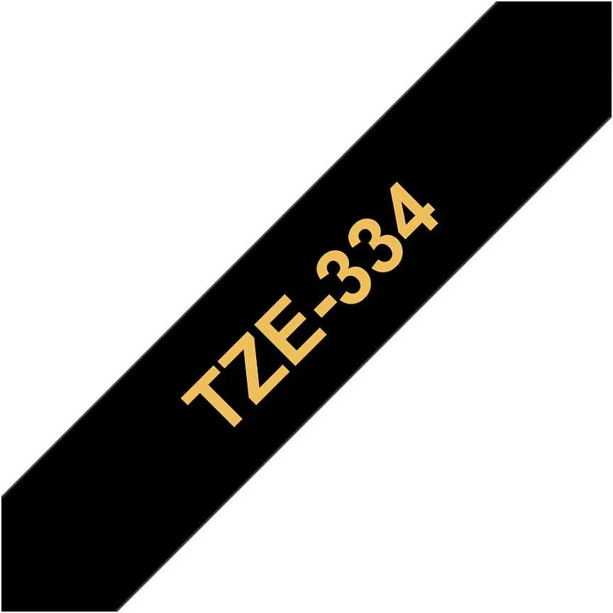 BROTHER TZE334 12 GOLD ON Juodas