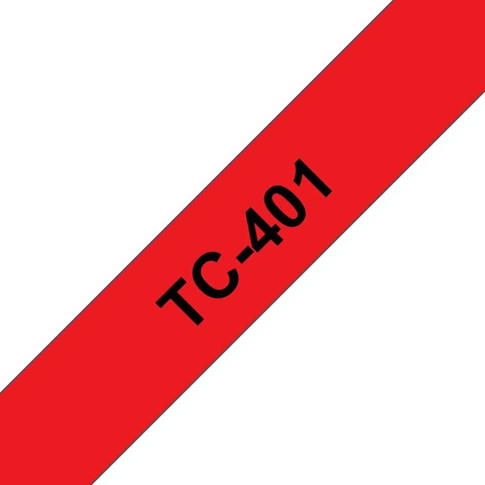 Brother P-touch TC 401;raudona/juoda (12 mm)
