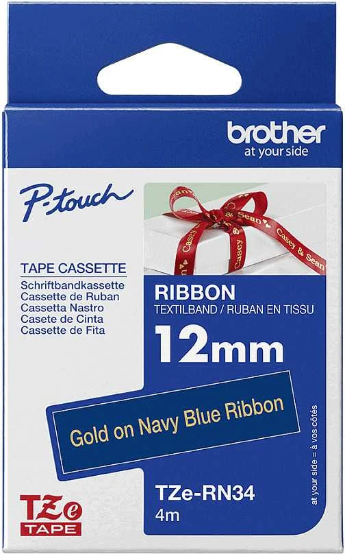 BROTHER TZERN34 12 GOLD ON NAVY Mėlynas RIBBON