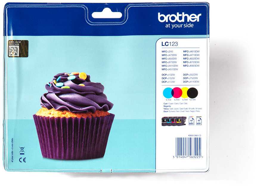 Brother LC-123 | Ink Cartridge | Juodas, Cyan, Magenta, Geltona