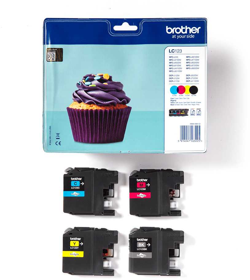 Brother LC-123 | Ink Cartridge | Juodas, Cyan, Magenta, Geltona