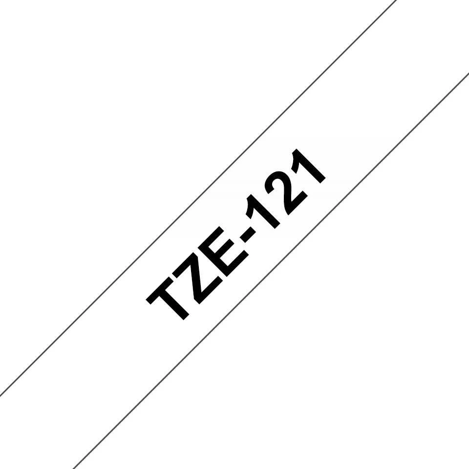 Brother Brolis | TZe-121 laminuota juosta | Juodas ant Clear | TZe | 8 m | 9 cm