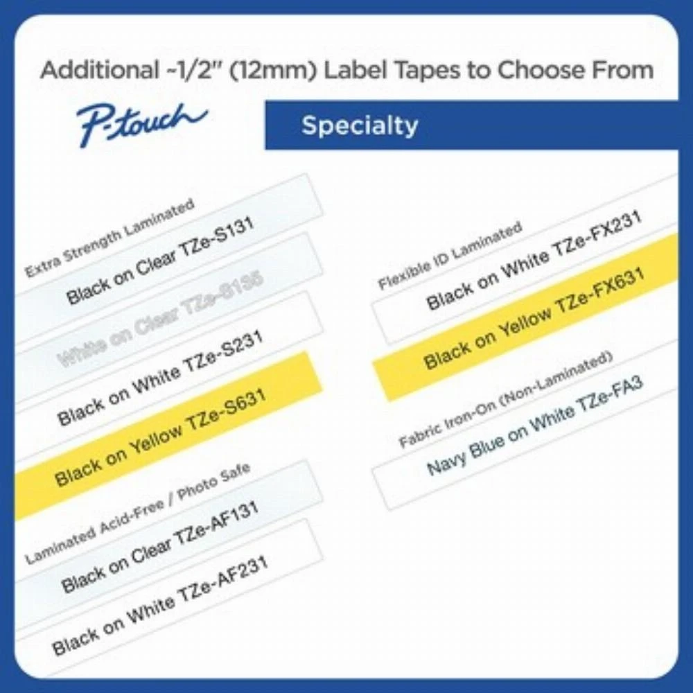 Brother | TZ-231 Laminated Tape | Juodas on Baltas | TZe | 8 m | 1.2 cm