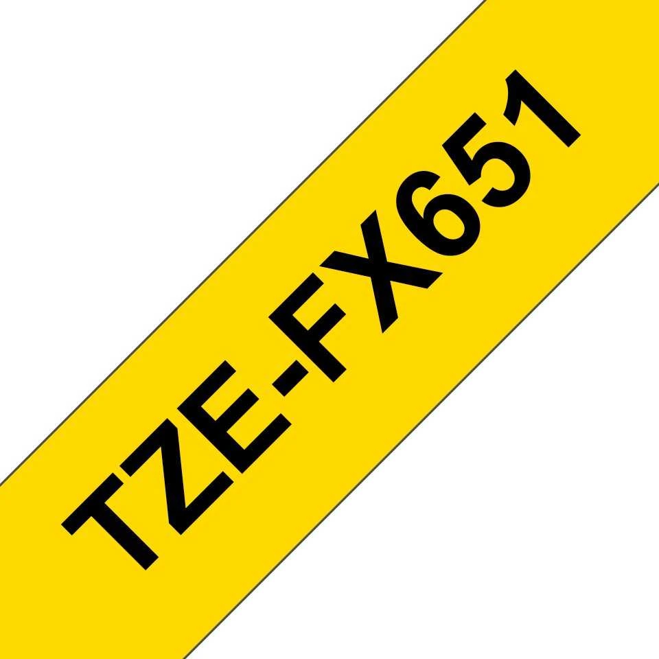 BROTHER TZEFX651 24 Juodas ON Geltonas FLEX
