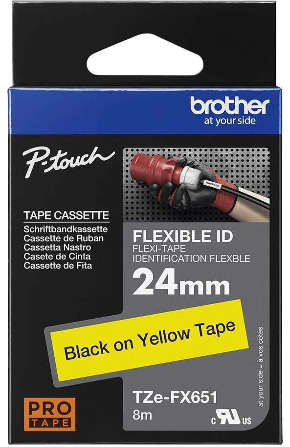 BROTHER TZEFX651 24 Juodas ON Geltonas FLEX