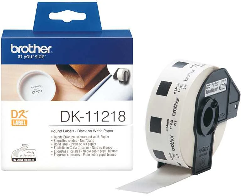 BROTHER DK11218 1" APVALIOS POPIERINĖS ETIKETĖS