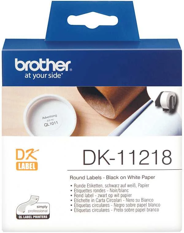 BROTHER DK11218 1" APVALIOS POPIERINĖS ETIKETĖS