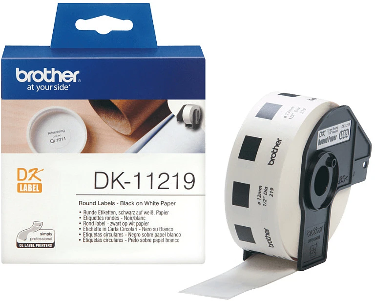 Brother DK-11219 Apvalios etiketės Balta