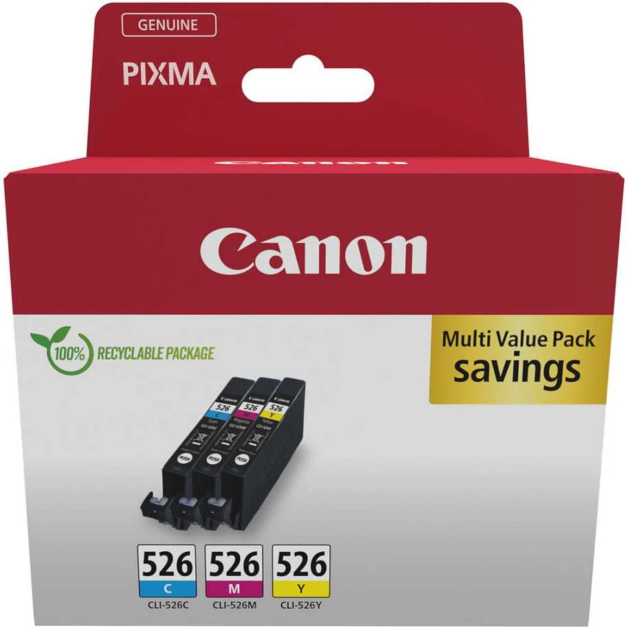 Canon originalus rašalas / rašalas CLI-526 CMY, 4541B019, CMY, apsauginė lizdinė plokštelė, 9 ml, kelių pakuočių pakuotė