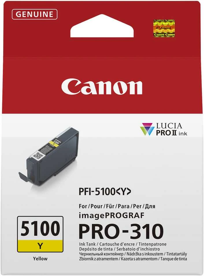 Canon PFI-5100 Y rašalo kasetė, 1 vnt. Originalus Geltonas