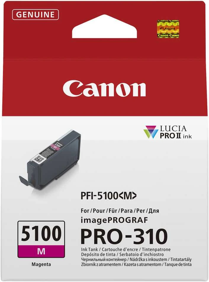 Originalus „Canon“ rašalo kasetė PFI-5100 M, 6954C001, rausvai raudona
