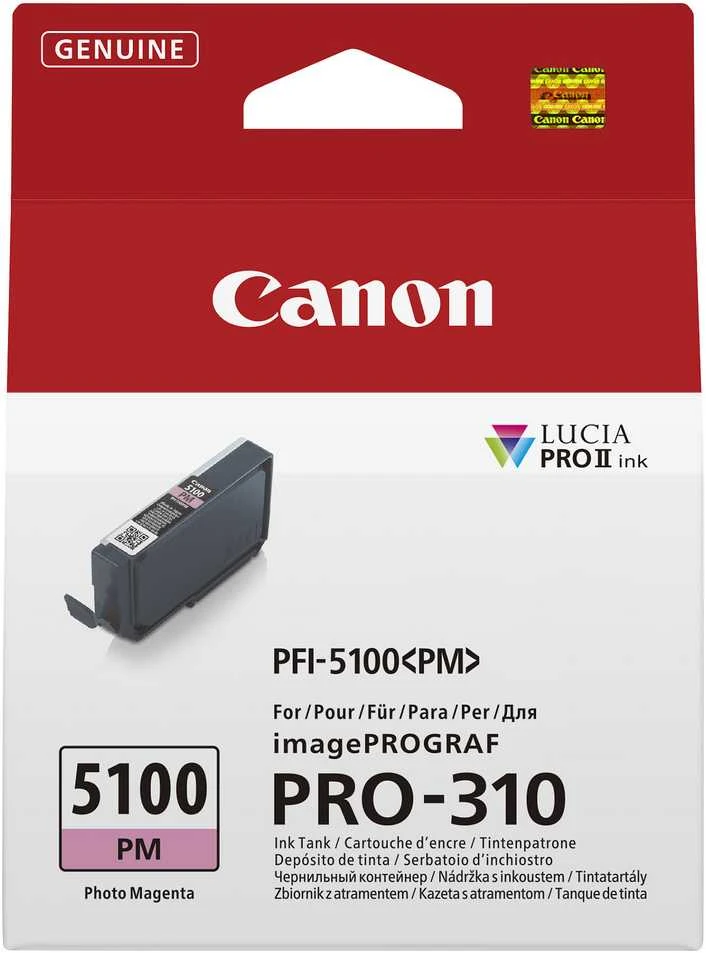 Originalus „Canon“ rašalo kasetė PFI-5100 PM, 6957C001, foto, rausvai raudona