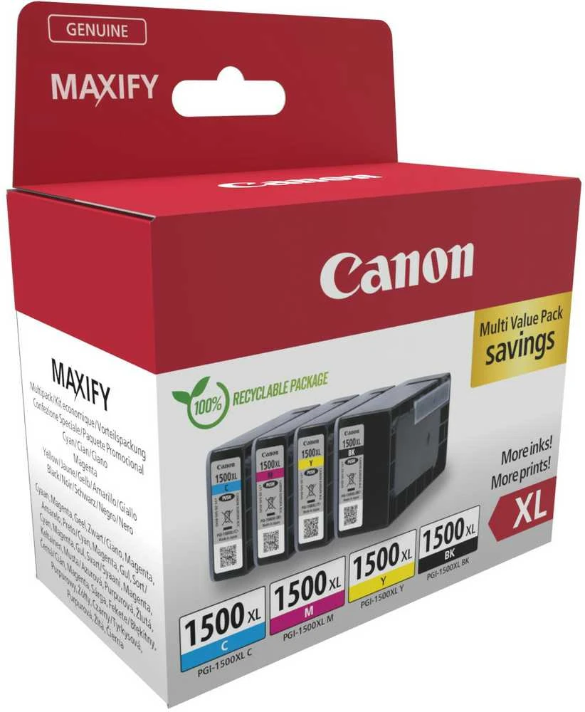Canon PGI-1500XL C, M, Y, BK rašalo kasečių sudėtinė pakuotė