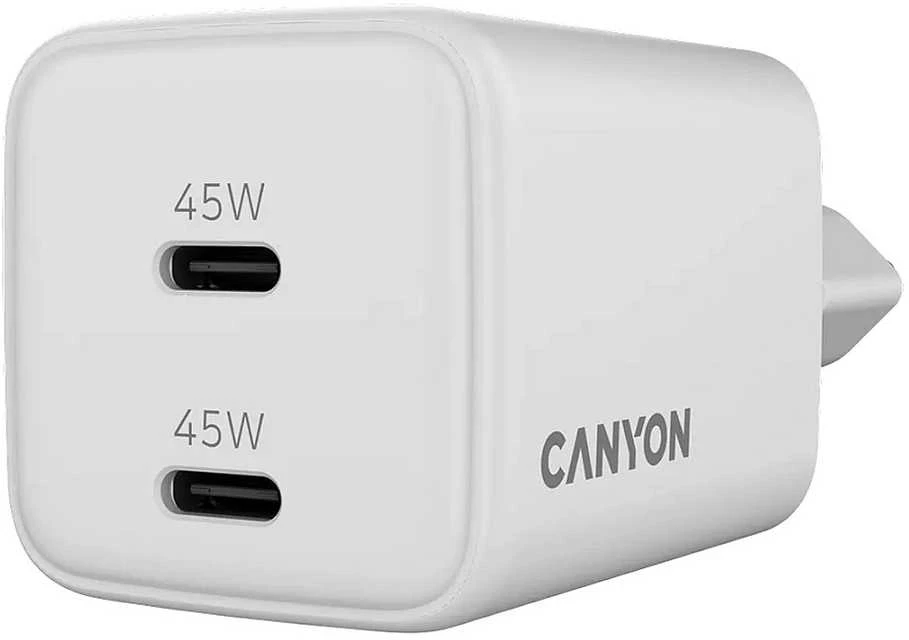 CANYON įkroviklis CU45CC GaN 45W 2xPD EU Baltas