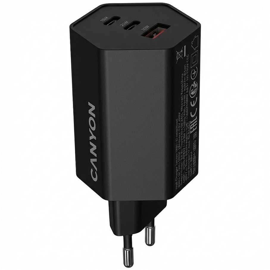 CANYON įkroviklis HEXAGON 65 GaN 65W 2xPD 1xQC EU Juodas