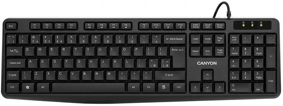 Canyon Klaviatūra KB-1, su laidu Spritzwassergeschützt, USB-A-Anschluss