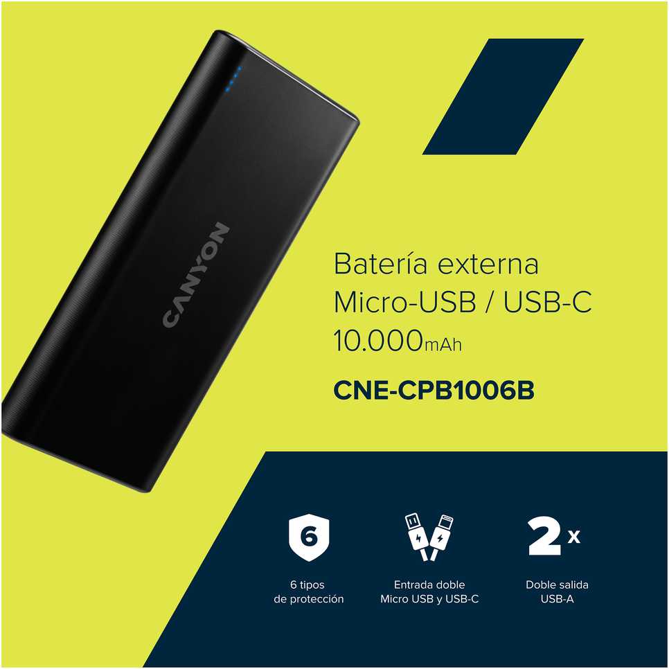 CANYON maitinimo blokas PB-106 10000 mAh juodas