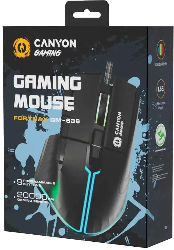 CANYON pelė Fortnax GM-636 RGB 9buttons su laidu Juodas