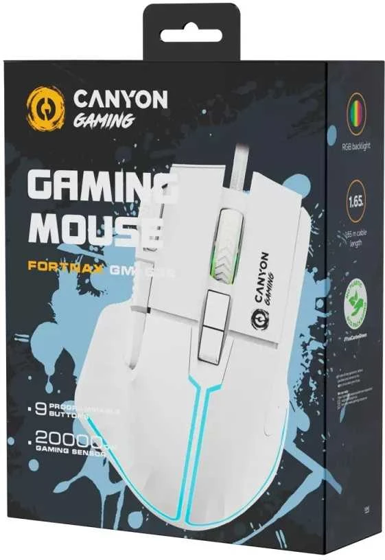 CANYON pelė Fortnax GM-636 RGB 9buttons su laidu Baltas