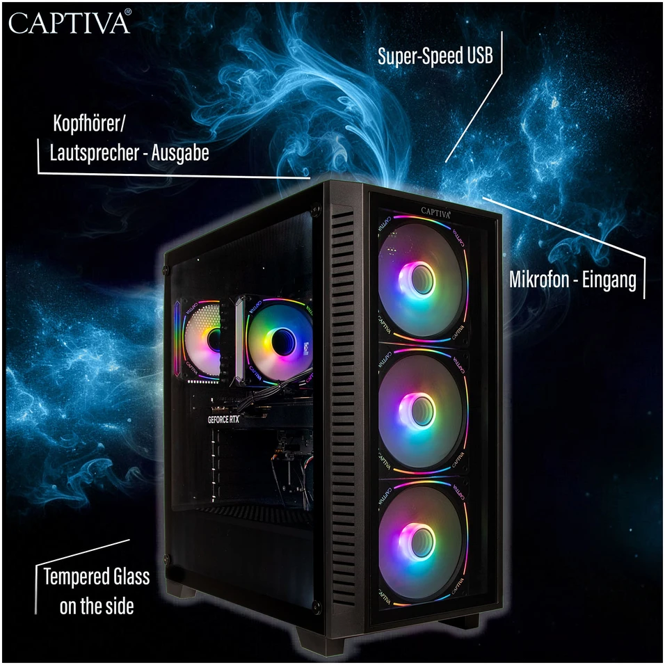 Stacionarus kompiuteris „Captiva“ aukščiausios klasės žaidimų kompiuteris (R98-664) su „Ryzen 7 7800X3D“ 32 GB / 1 TB SSD, RTX 5070Ti, „Windows 11“