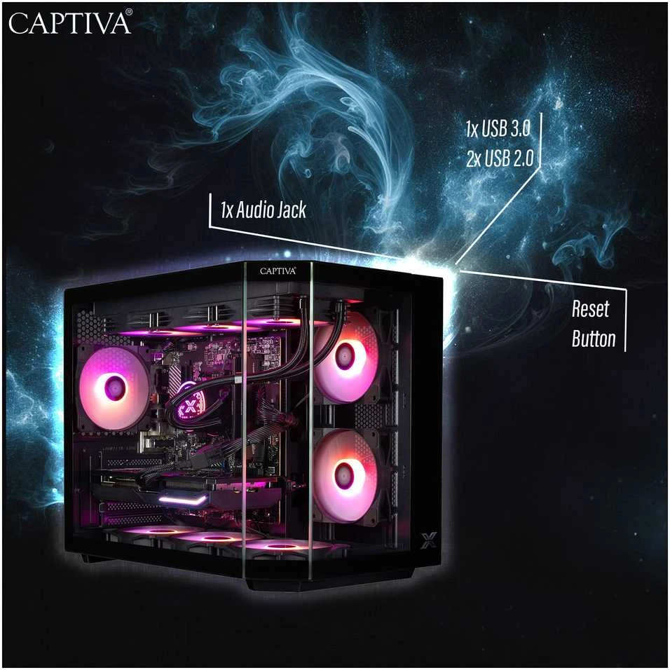 Stacionarus kompiuteris „Captiva“ aukščiausios klasės žaidimų kompiuteris R90-031 R7-5700X 32 GB / 1 TB SSD RTX 5070 „Windows 11“