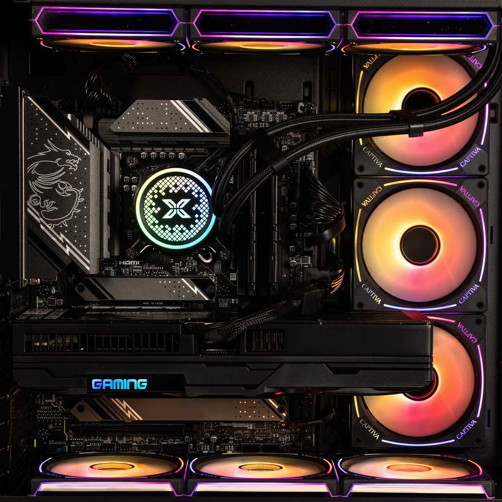 Stacionarus kompiuteris „Captiva Highend“ žaidimų kompiuteris R89-047 su AMD Ryzen 7 7800X3D procesoriumi, 32 GB DDR5 RAM, 2 TB M.2 SSD, NVIDIA GeForce RTX 5080 (16 GB GDDR7), X870, „Windows 11 Home“