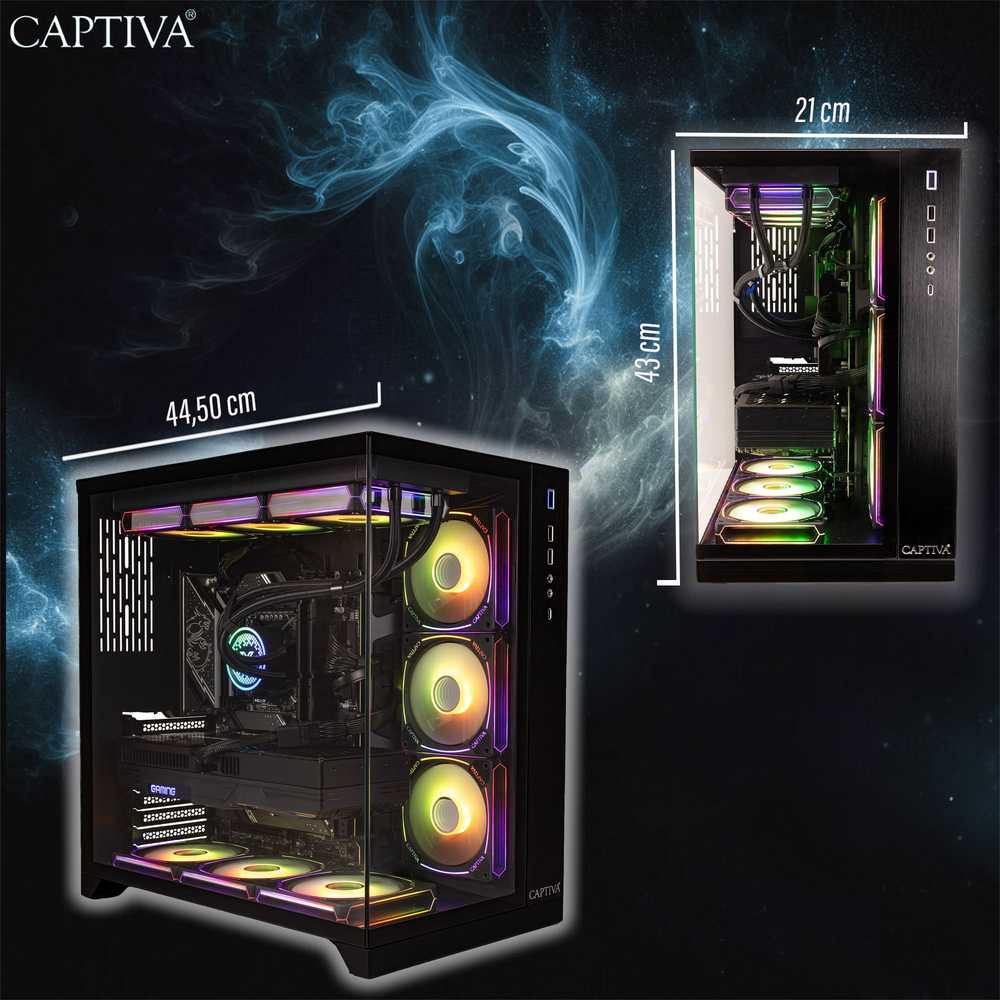 Stacionarus kompiuteris „Captiva Highend“ žaidimų kompiuteris R89-047 su AMD Ryzen 7 7800X3D procesoriumi, 32 GB DDR5 RAM, 2 TB M.2 SSD, NVIDIA GeForce RTX 5080 (16 GB GDDR7), X870, „Windows 11 Home“