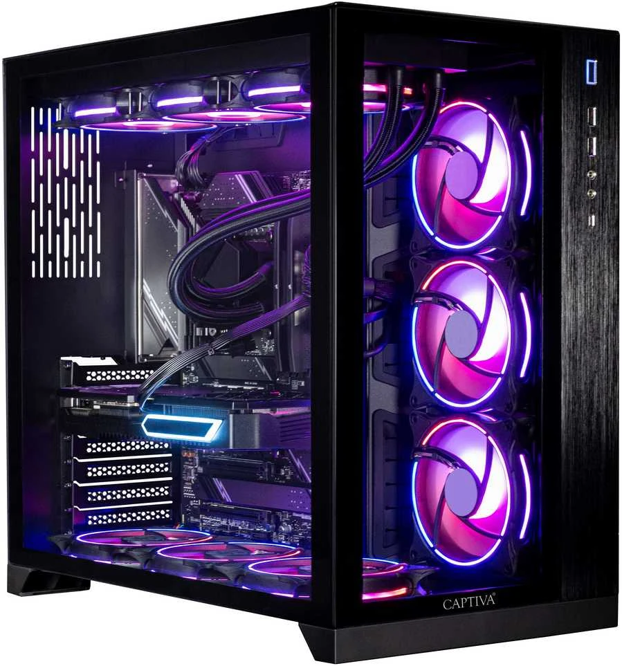 Stacionarus kompiuteris „Captiva Highend“ žaidimų kompiuteris R89-083 su AMD Ryzen 7 9800X3D procesoriumi, 32 GB DDR5 RAM, 2 TB M.2 SSD, NVIDIA GeForce RTX 5080 (16 GB GDDR7), X870, „Windows 11 Home“ operacine sistema