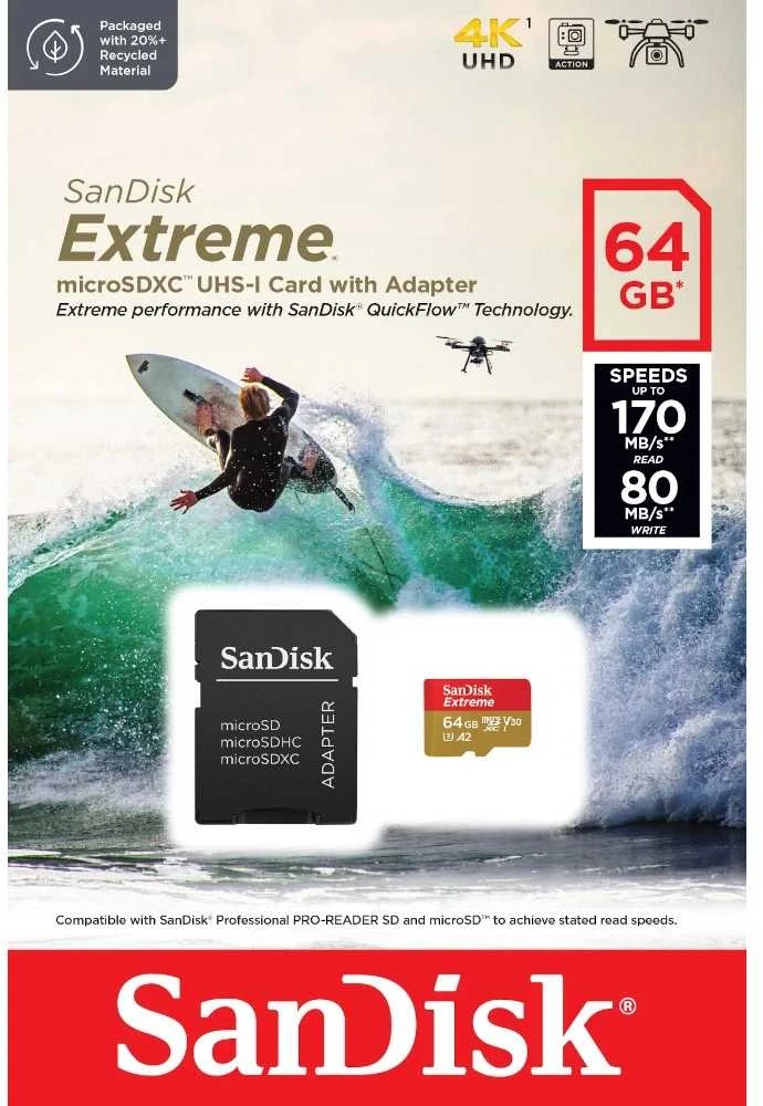 Atminties kortelė SanDisk Extreme Micro SDXC 64GB